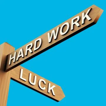 Hard work or luck directions on a signpost Stockillustratie
