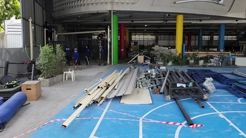 Hard work of people at the construction site. Asian construction sites 스톡 동영상 252507045