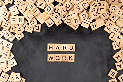 Hard Work Scrabble Tiles 스톡 사진