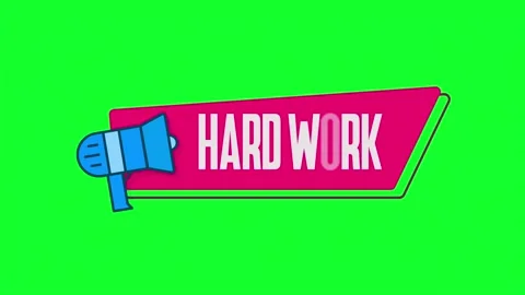 Hard work text animation. Megaphone with speech bubble. 4k and Full HD Stock Footage 153857542