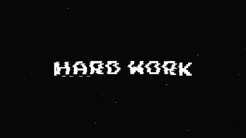 Hard Work text with glitch screen effects on a black background. Stock Footage 150772443