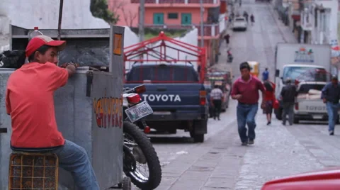 Hard work in third world countries. Workman on the streets of Guatemala Stock Footage 45603622