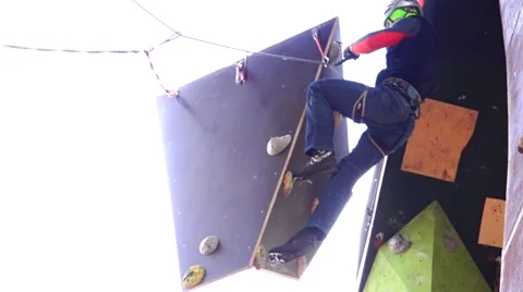 Hard work in training climber. Motivation. Mountain Stock Footage 69029726