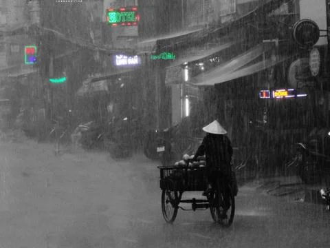 Hard work under the rain Stock Photos