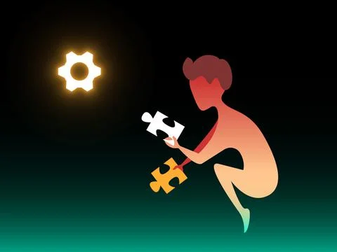 Hard to work. Vector composition in gradient style Stock Illustration