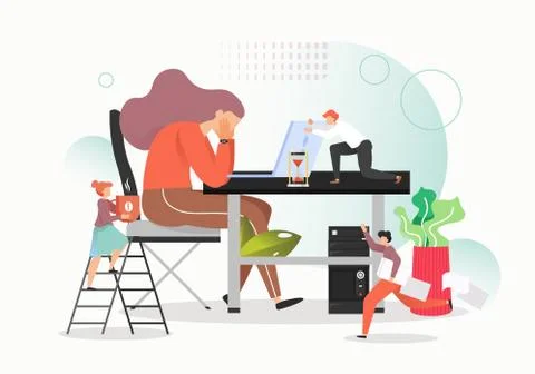 Hard work, vector flat style design illustration Stock Illustration