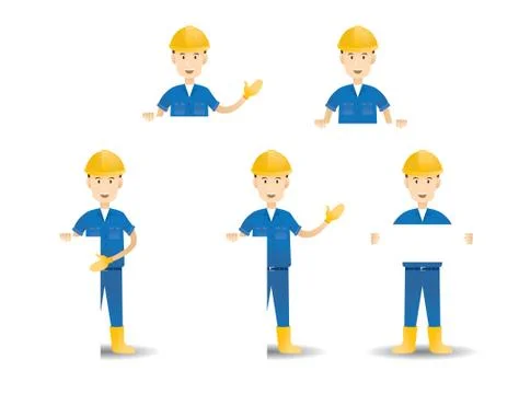 Hard Worker with Empty Banner Stock Illustration