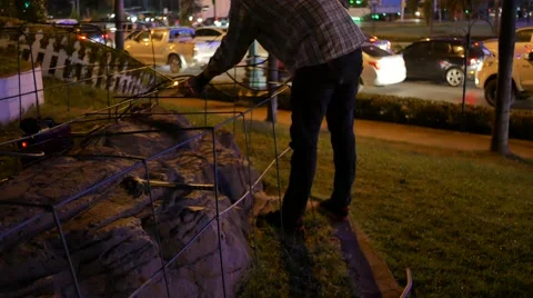 Hard worker at night, Welder at work in metal industry and at night side street 스톡 동영상 59788785