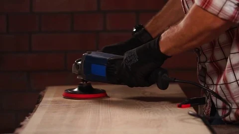 Hard working carpenter in a workshop Stock Footage 85396873