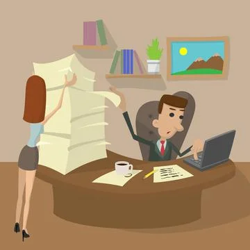 Hard Working cartoon concept Stock Illustration