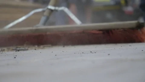 Hard Working Man Sweeping Dirt in Mechanic Shop Video stock 82842232