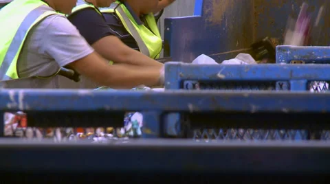 Hard-working recycling workers (3 of 5) Stock Footage 32283797