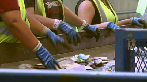Hard-working recycling workers (4 of 5) Stock Footage 32283798