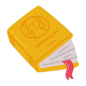 Hardback book with bookmark. School education, bookstore, library cartoon vector Stock Illustration