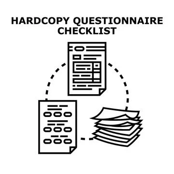 Hardcopy questionnaire checklist documents concept Stock Illustration
