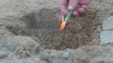 Hardcore firecrackers [sand crater] Stock Footage 20927874
