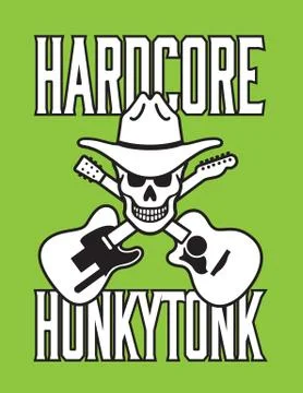 Hardcore Honkytonk Skull Vector Design. Stock Illustration