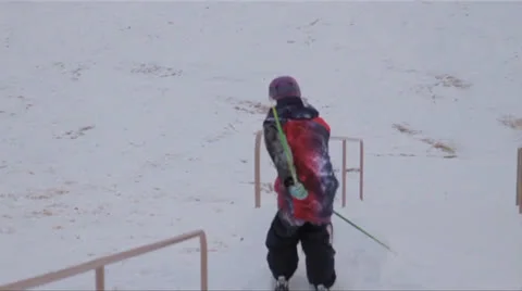 Hardcore Ski Crash on Handrail Vídeo Stock 26661664