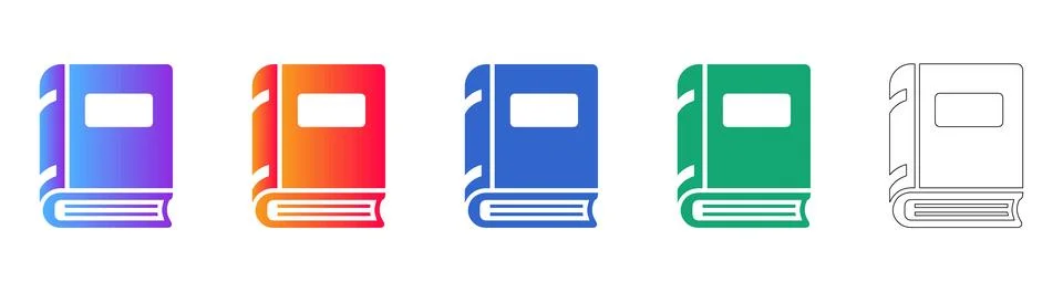 Hardcover Reference Book Icon Set Stock Illustration
