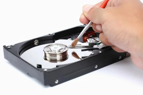 Harddisk cleaner on a white background. Stock Photos