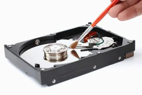 Harddisk cleaner on a white background. Stock Photos