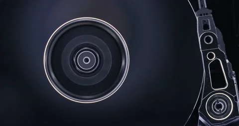 Harddisk moving head writing data on disc Stock Footage 143439469