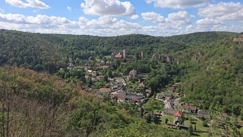 Hardegg Castle Austria Thaya Valley Time-Lapse Stock Footage 343402383