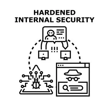 Hardened internal security protecting corporate network and data Stock Illustration