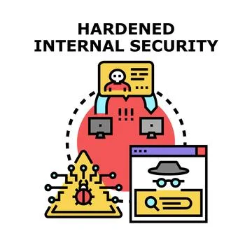 Hardened internal security protecting corporate network and data Illustrazione stock