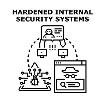 Hardened internal security systems protecting network data Stock Illustration