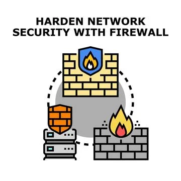 Hardening network security with firewall protecting digital data 库存插图