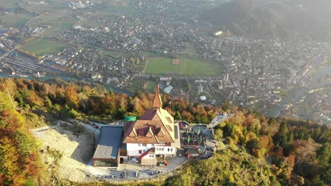 Harder Kulm and Interlaken valley. Harder Kulm, Canton of Bern. 4K Stock Footage