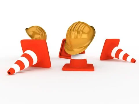 Hardhat and cones Stock Photos