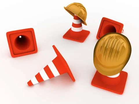 Hardhat and cones Stock Photos