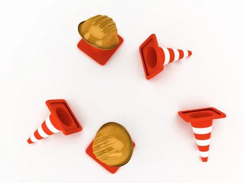 Hardhat and cones Stock Photos