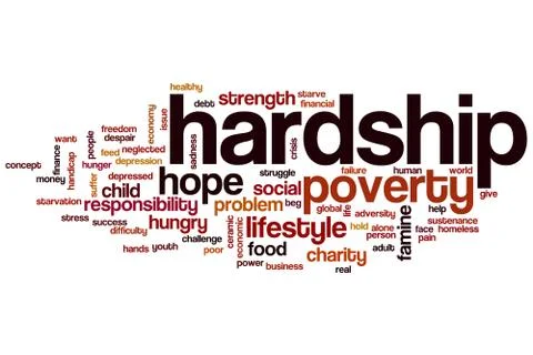 Hardship word cloud Stock Illustration