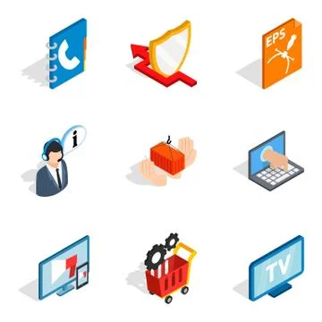 Hardware address icons set, isometric style Stockillustratie