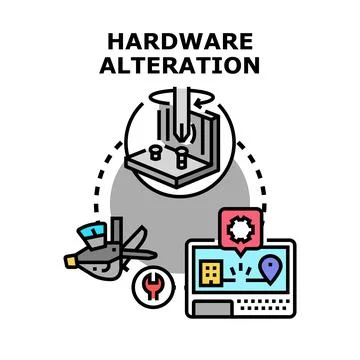 Hardware alteration concept for product development and customization Stock Illustration