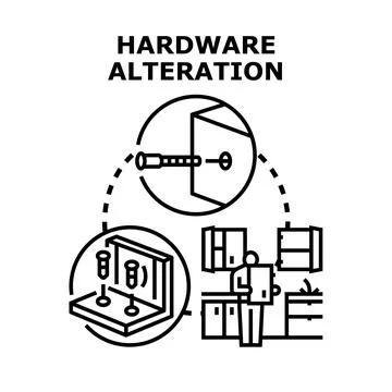 Hardware alteration process for home improvement and furniture assembly 库存插图