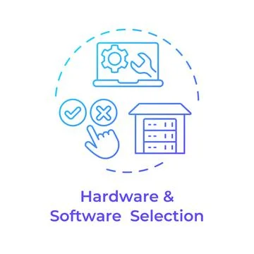Hardware and software selection blue gradient concept icon 스톡 일러스트