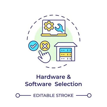Hardware and software selection multi color concept icon 스톡 일러스트