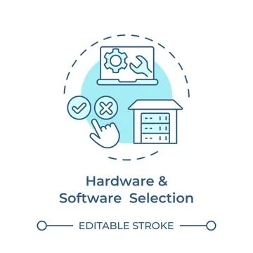 Hardware and software selection soft blue concept icon Illustrazione stock