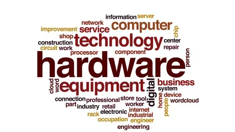 Hardware animated word cloud, text design animation. Stock Footage 72007684