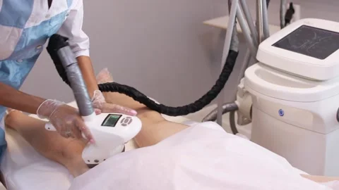 Hardware anti-cellulite massage. RF lifting procedure. Stock Footage 155754623
