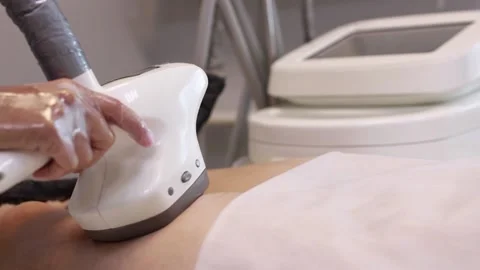 Hardware anti-cellulite massage. RF lifting procedure. Stock Footage 155984902
