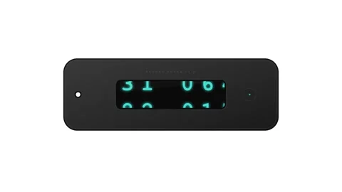 Hardware Authentication Token with Rolling Turquoise Digital Security Code Video stock 346611524