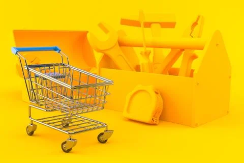 Hardware background with shopping cart Stock Illustration