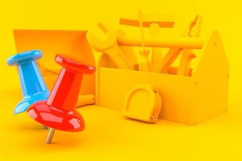 Hardware background with thumbtacks Stock Illustration