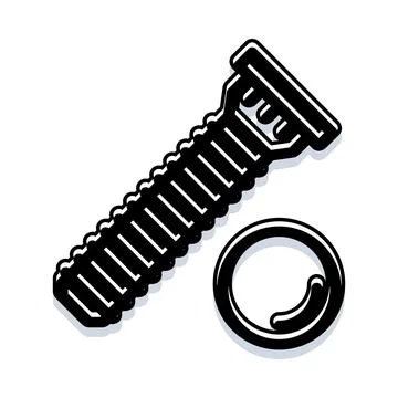 Hardware bolt and washer element for construction Stock Illustration