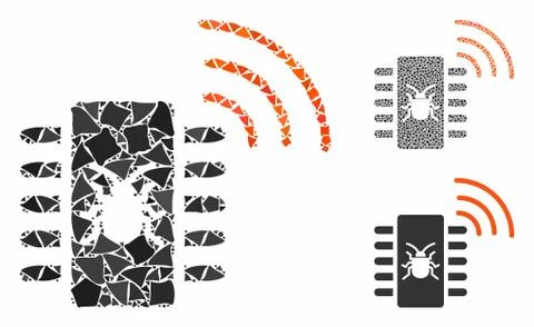 Hardware bug Mosaic Icon of Ragged Elements Stock Illustration